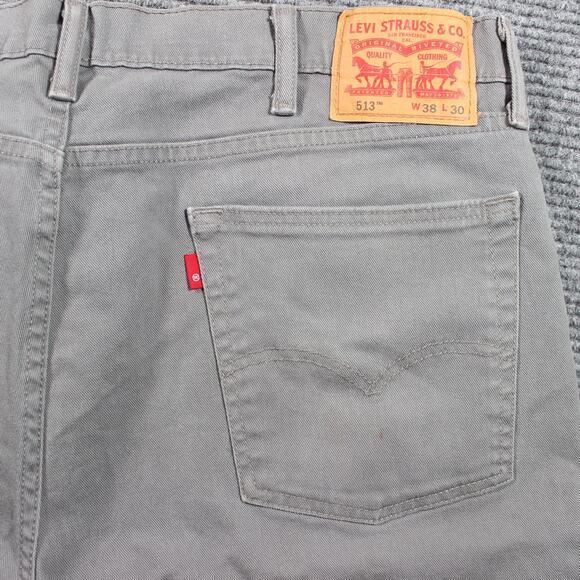 Levi’s 513 Jeans Mens 38x30 Gray Slim Straight Stretch Denim - Picture 8 of 11